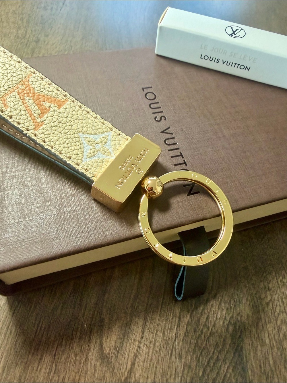 Louis Vuitton Beige and Gold Monogram Key Ring Strap - Picture 5 of 6